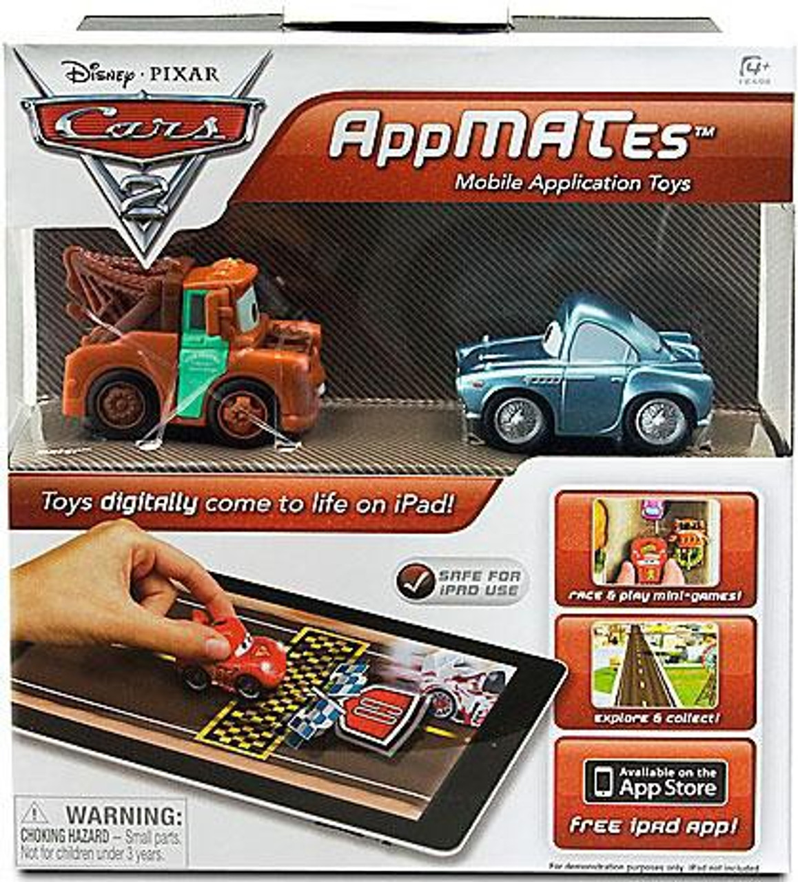 Disney Cars Cars 2 Mater & Finn McMissile AppMates Plastic Car 2-Pack