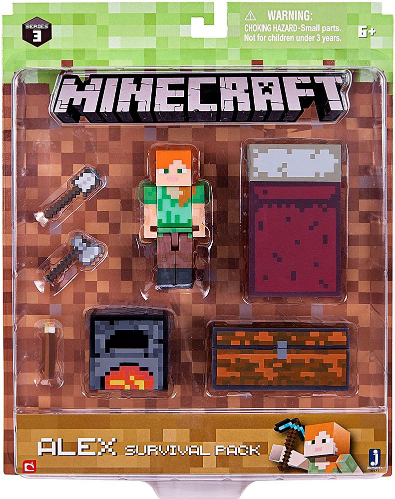 Minecraft Alex & Zoglin Action Figures in Netherite Armor with Accessories, 3.25-in Scale Toy Set 2-Pack