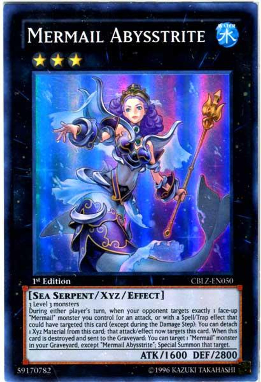 YuGiOh Zexal Cosmo Blazer Super Rare Mermail Abysstrite CBLZ-EN050