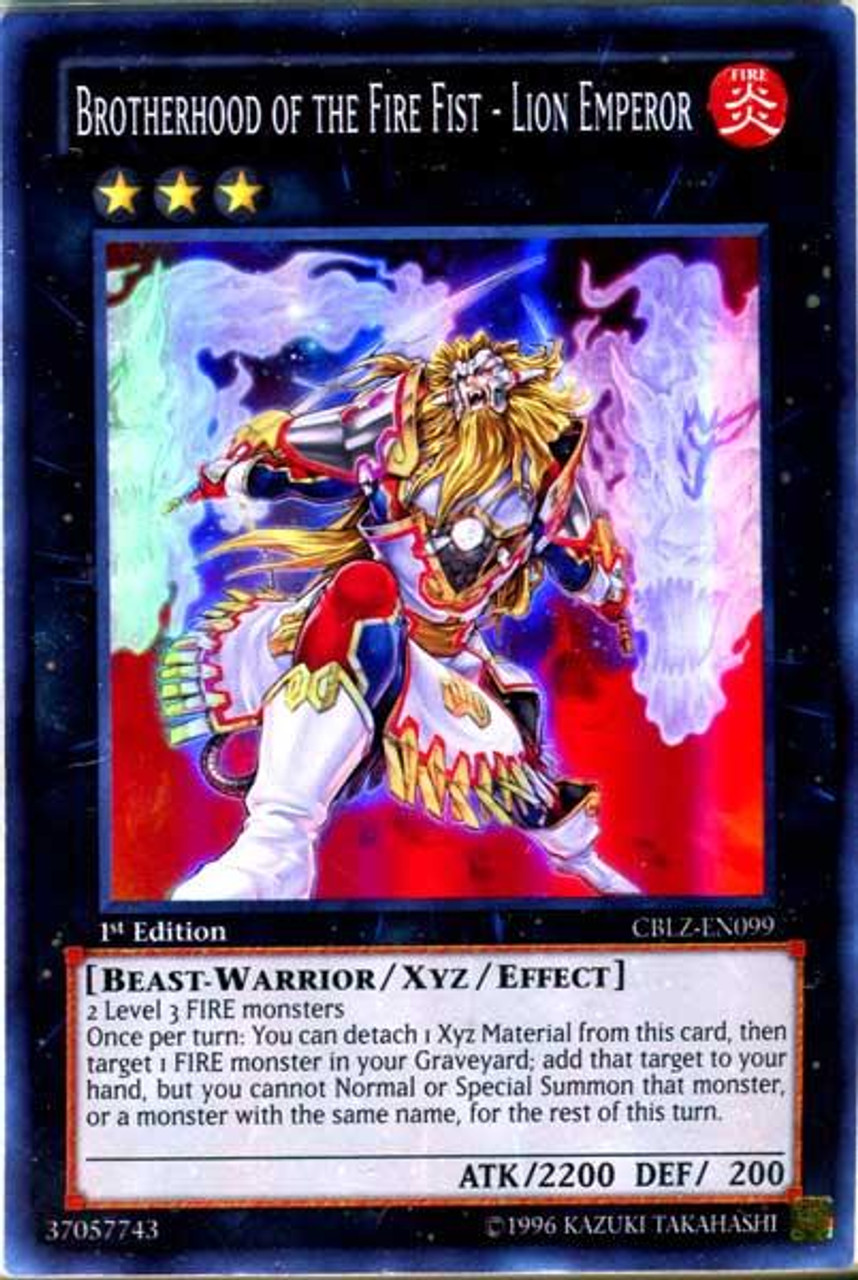 YuGiOh Zexal Cosmo Blazer Super Rare Brotherhood of the Fire Fist - Lion Emperor CBLZ-EN099