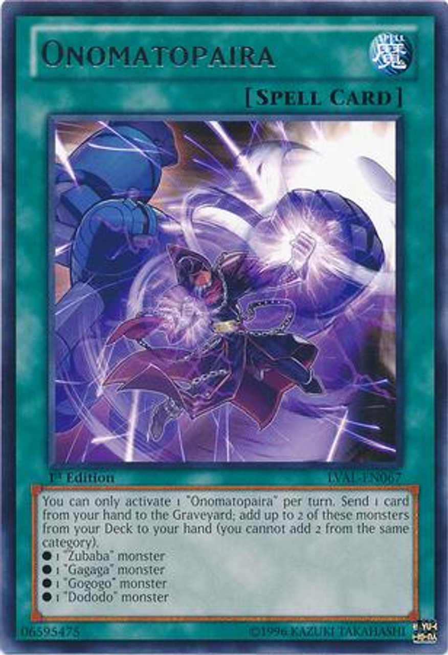 YuGiOh Zexal Legacy of the Valiant Rare Onomatopaira LVAL-EN067