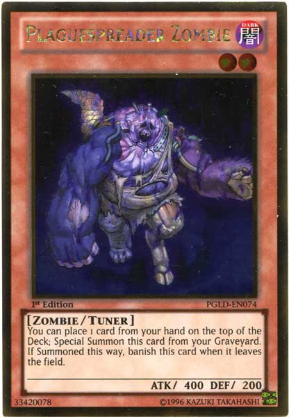 YuGiOh Premium Gold Single Card Gold Rare Plaguespreader Zombie PGLD