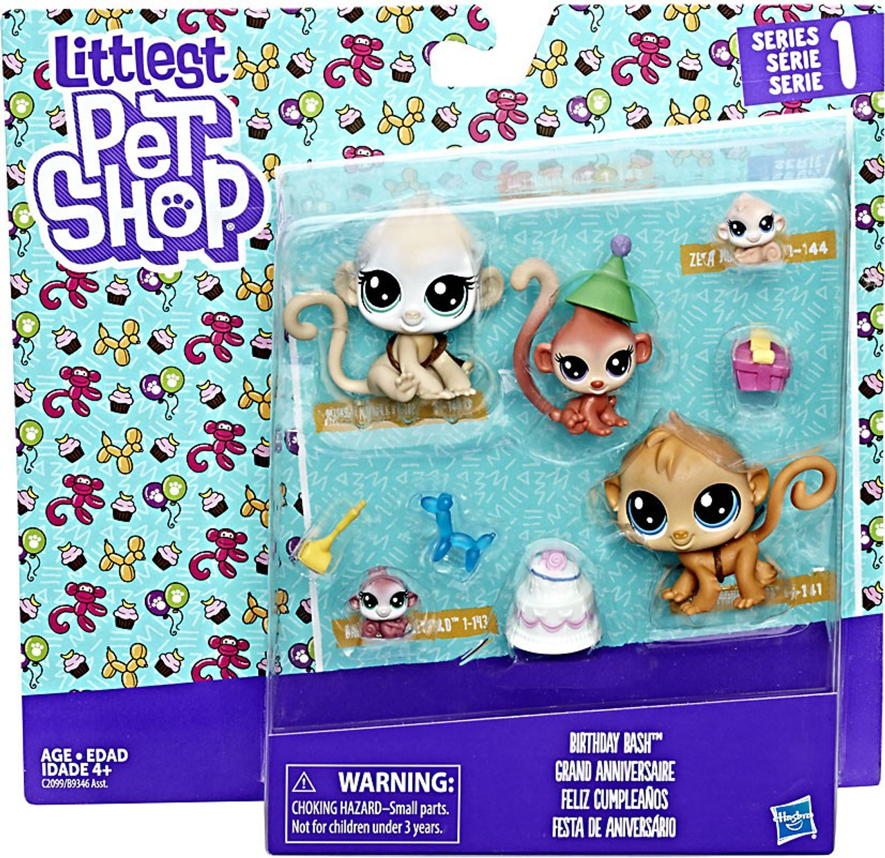 Littlest Pet Shop Series 1 Birthday Bash Family 5-Pack Monkeys Hasbro ...