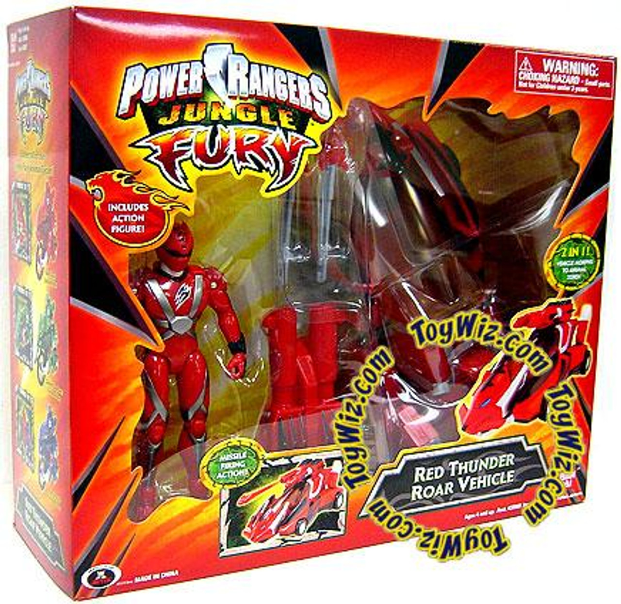 Power Rangers Jungle Fury Red Thunder Roar Vehicle Action Figure Vehicle