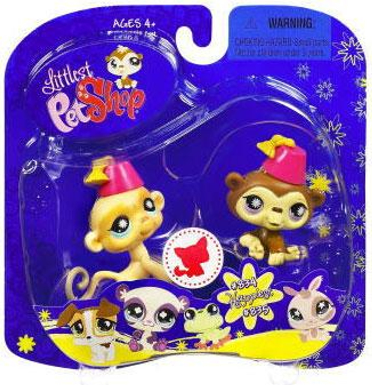 Littlest Pet Shop 2009 Assortment B Series 2 Chimp & Monkey Figure 2-Pack #834, 835