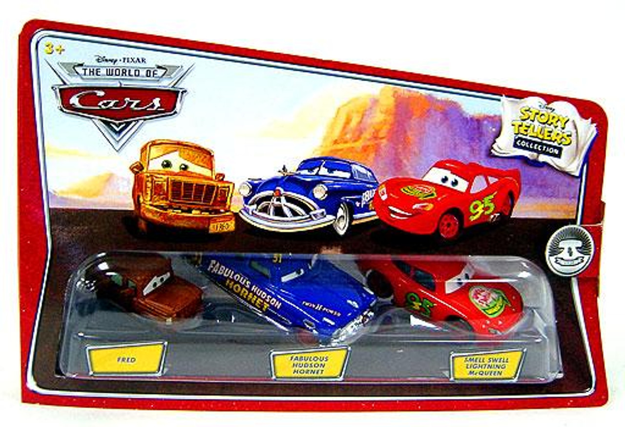 Disney Cars The World of Cars Story Tellers Fred, Fabulous Hudson Hornet & Smell Swell Lightning McQueen Diecast Car 3-Pack