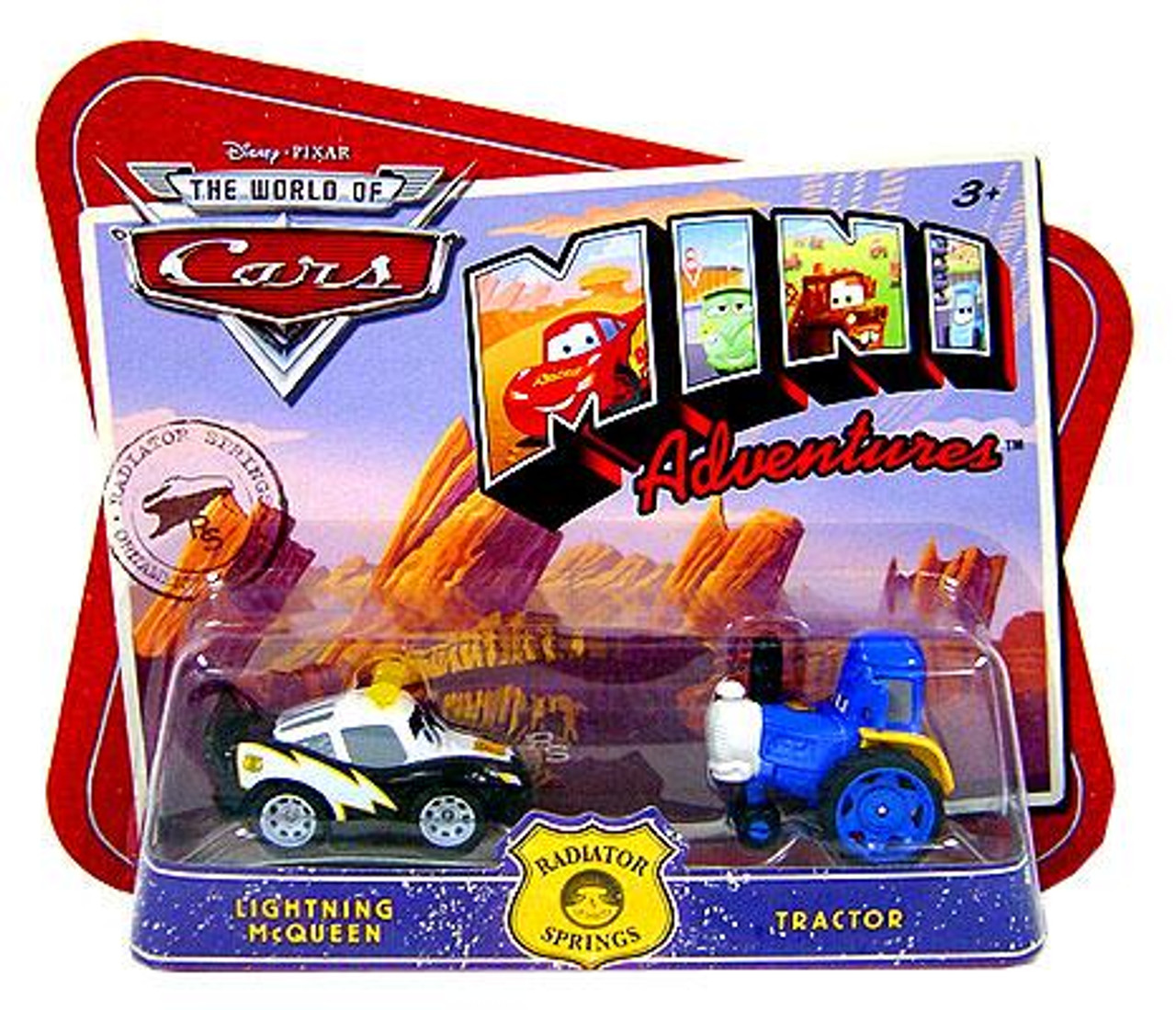 Disney Cars The World of Cars Mini Adventures Lightning McQueen & Tractor Plastic Car 2-Pack