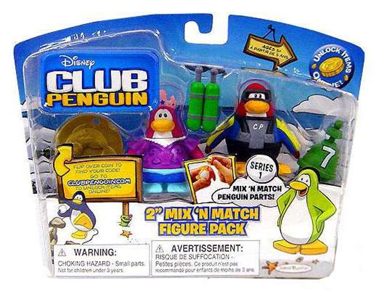 Club Penguin Mix 'N Match Series 1 Scuba Diver & Mermaid Mini Figure Set