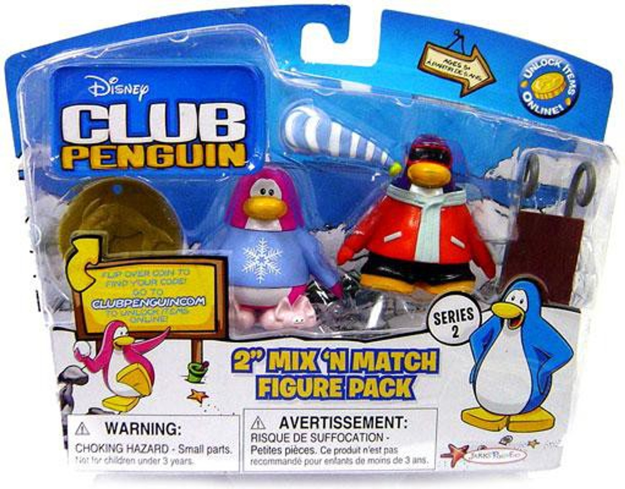 Club Penguin Mix 'N Match Series 2 Pajama Bunny Slippers & Snowboarder Mini Figure Set