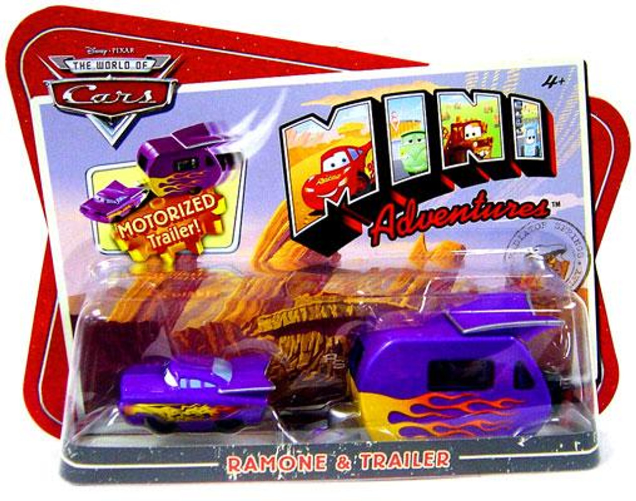 Disney Cars The World of Cars Mini Adventures Ramone & Motorized Trailer Plastic Car 2-Pack