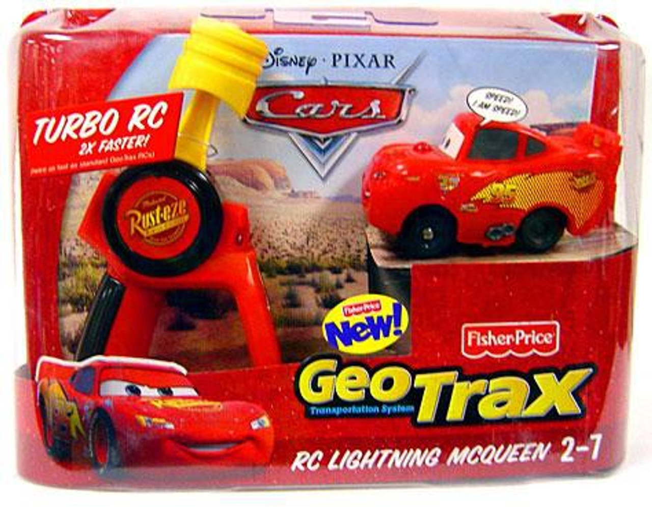 Fisher Price Disney Cars GeoTrax RC Lightning McQueen Remote Control Car
