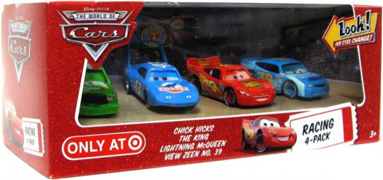 Disney Cars The World of Cars Racing 4-Pack Chick, King, McQueen & View Zeen Exclusive Diecast Car Set