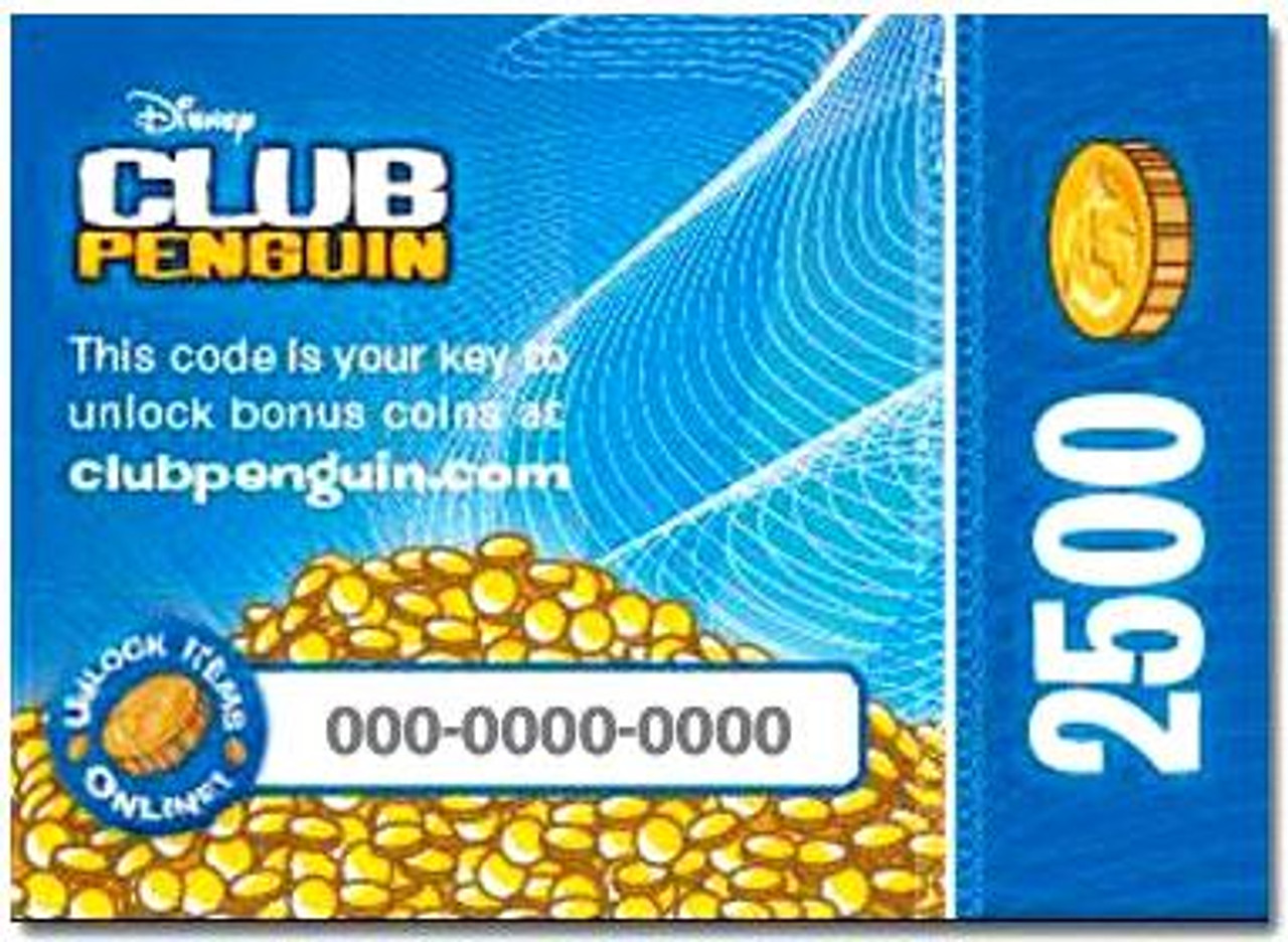 Club Penguin 2500 Gold Coin Redemption Code Card