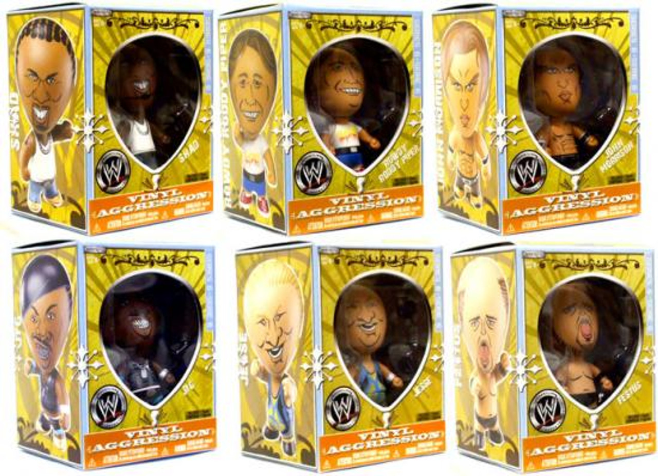 WWE Wrestling Vinyl Aggression Series 6 Set of 6 3-Inch Vinyl Figures