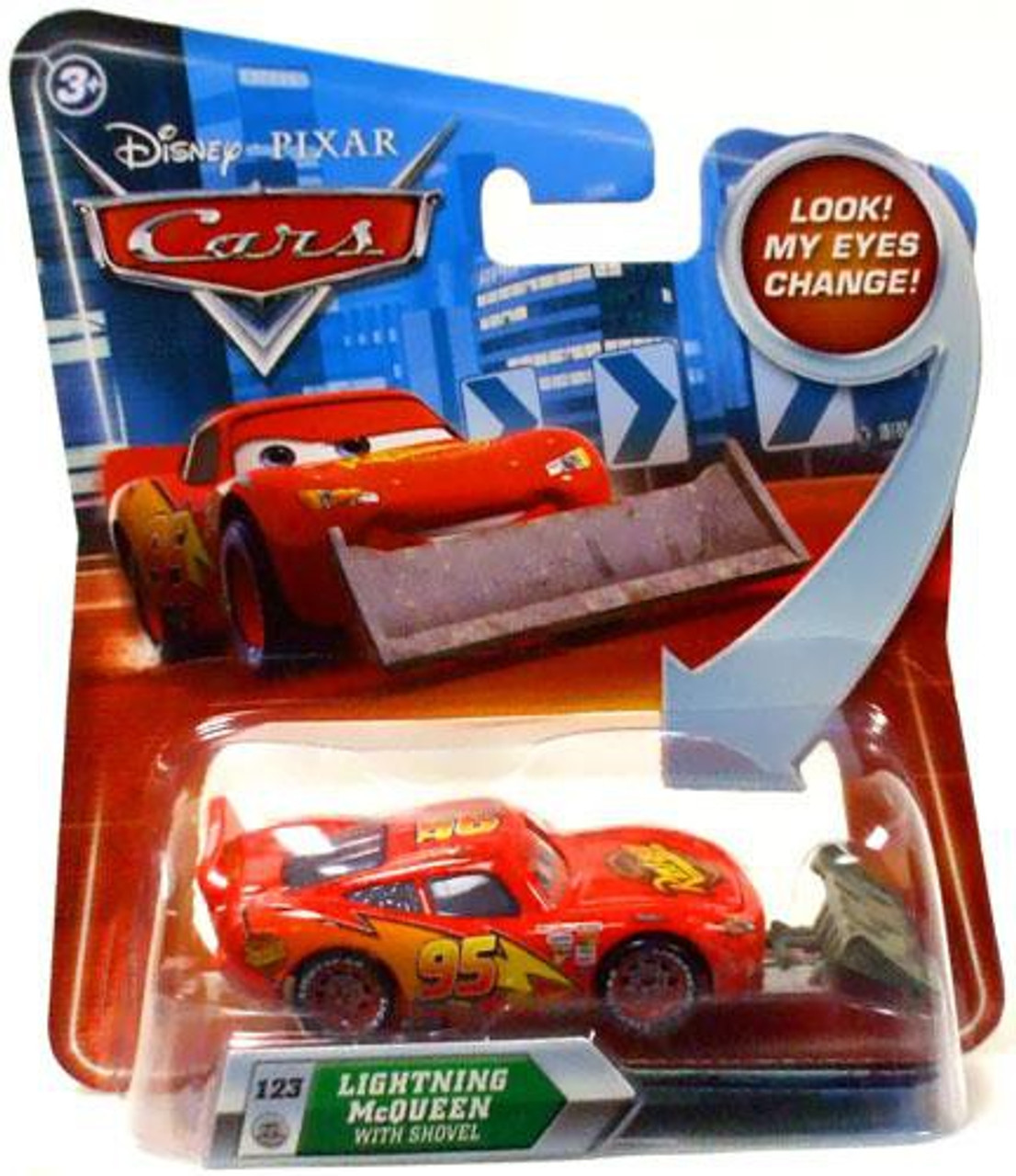 Disney Cars Lenticular Eyes Series 2 Lightning McQueen with Shovel Diecast Car