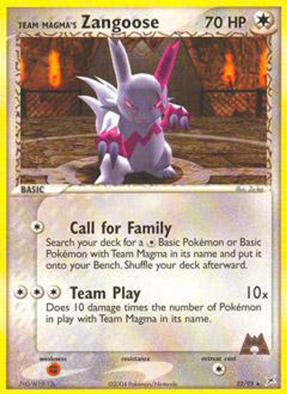 Pokemon EX Team Magma vs Team Aqua Rare Team Magma's Zangoose #23