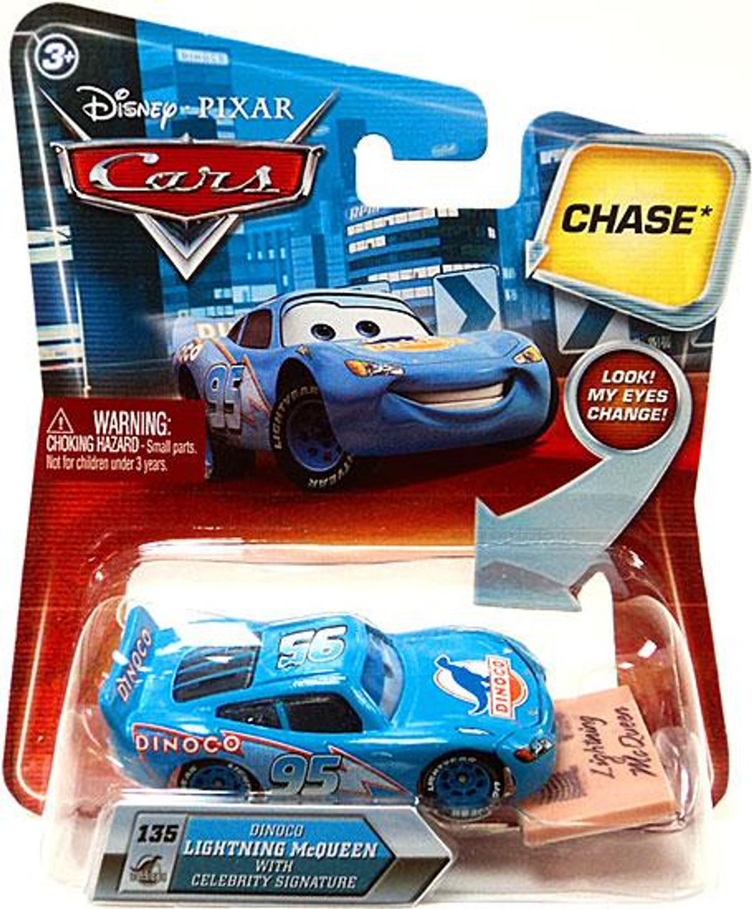 Disney Cars Lenticular Eyes Series 2 Dinoco Lightning Mcqueen with Celebrity Signature Diecast Car