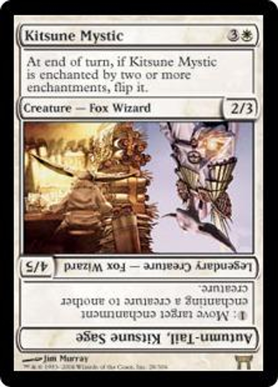 MtG Champions of Kamigawa Rare Kitsune Mystic // Autumn-Tail, Kitsune Sage #28