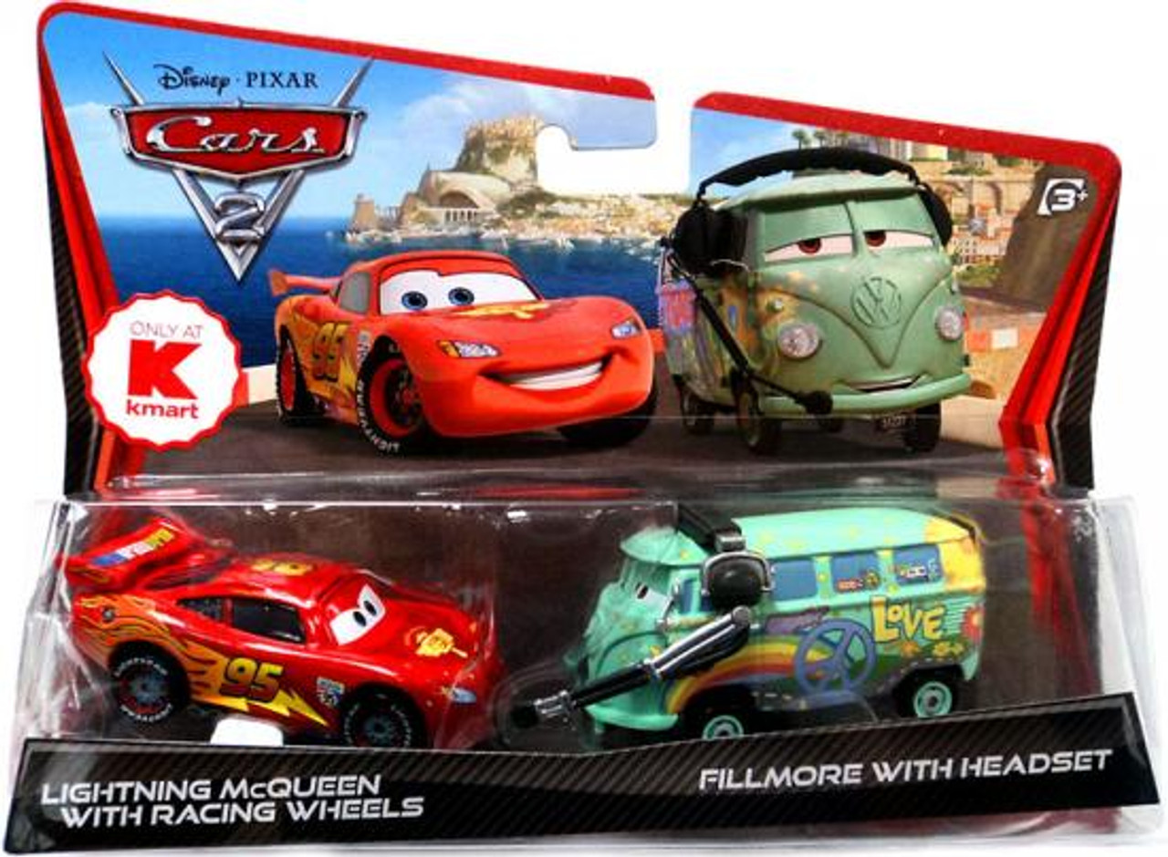 Disney Cars Cars 2 Lightning McQueen with Racing Wheels & Fillmore with Headset Exclusive Diecast Car 2-Pack
