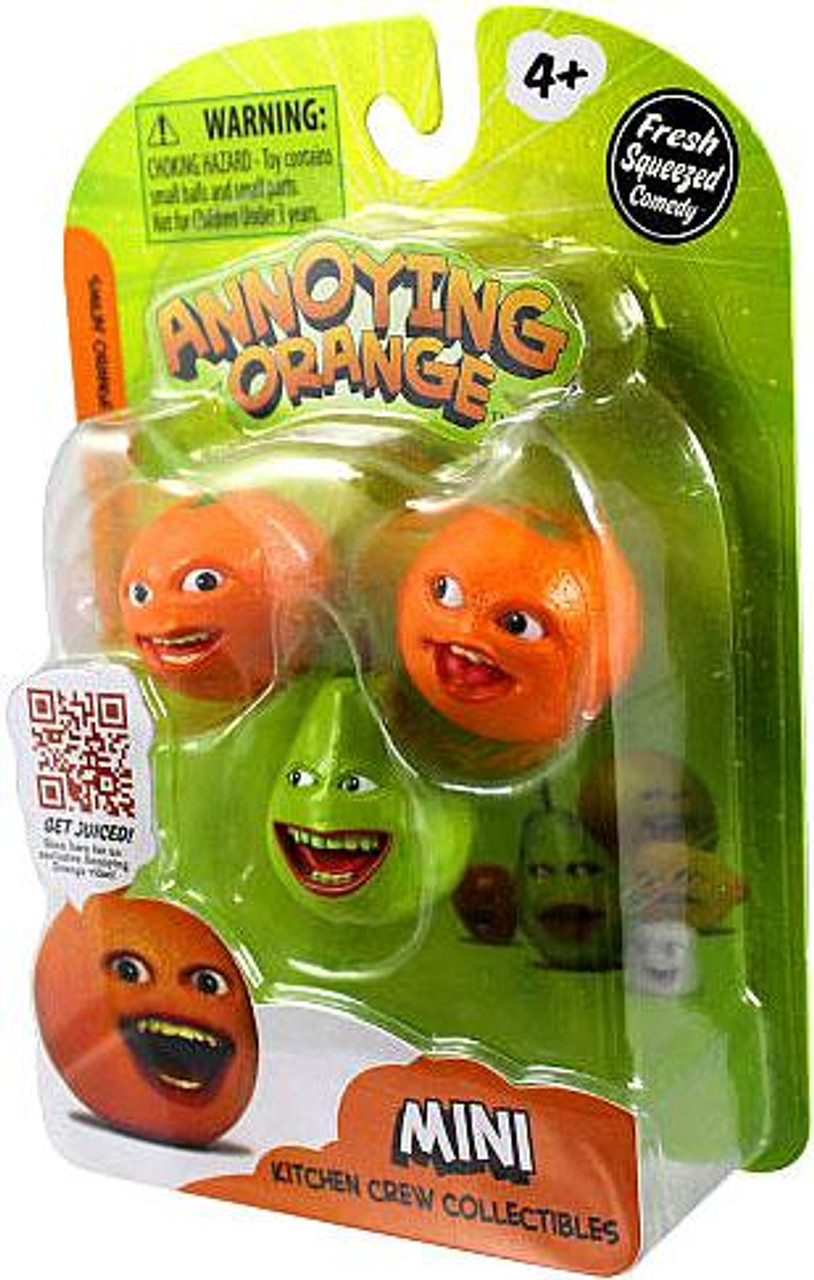 Annoying Orange Kitchen Crew Collectibles Smilin' Orange, Pear & Whoa Orange Mini Figure 3-Pack