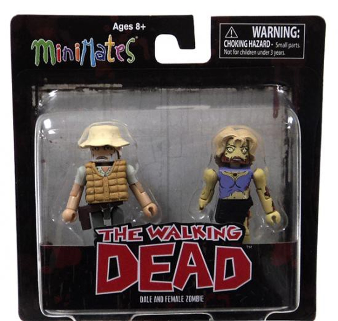 The Walking Dead Minimates Series 1 Brown Vest Dale & Female Zombie Minifigure 2-Pack