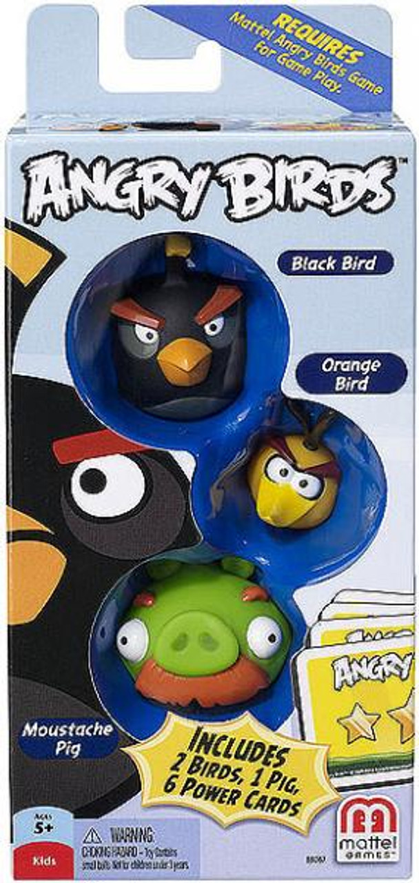 Mattel Angry Birds Game Black Bird, Orange Bird & Moustache Pig Mini Figure 3-Pack