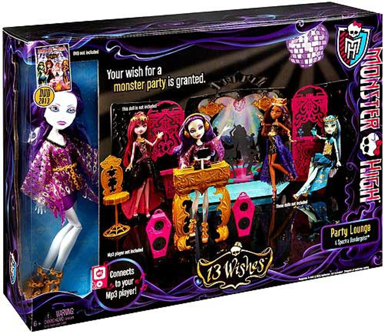 Monster High 13 Wishes Party Lounge with Spectra Vondergeist 10.5-Inch Doll