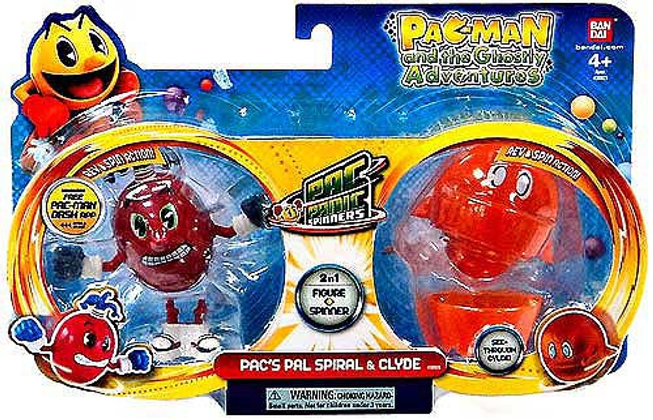 Pac Man Pac Panic Battle Spinners Pac's Pal Spiral & Clyde Figure 2-Pack