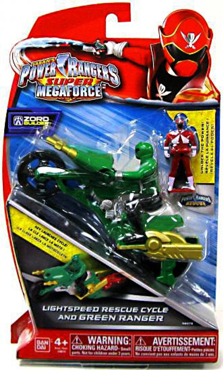 Power Rangers Super Megaforce Zord Builder Lightspeed Rescue Cycle & Green Ranger Action Figure