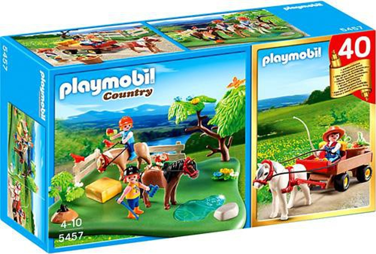 Playmobil Country 40th Anniversary Pony Pasture Compact Set + Pony Wagon Set #5457