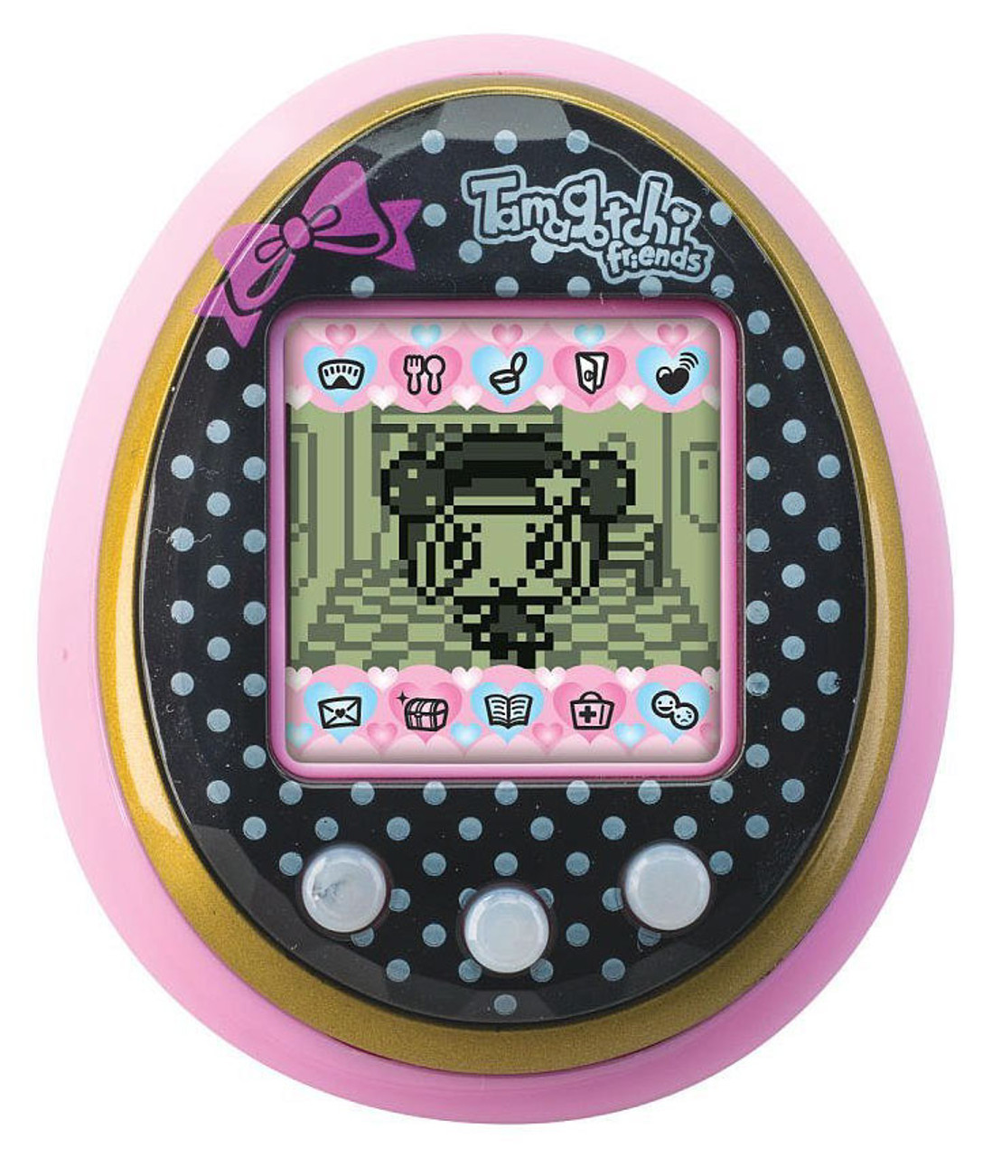 Tamagotchi Friends Polka Dot with Bow Virtual Pet Black Pink Bandai