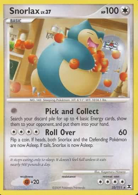 Pokemon Platinum Rising Rivals Single Card Rare Snorlax 33 pokemon platinum rising rivals rare snorlax 33
