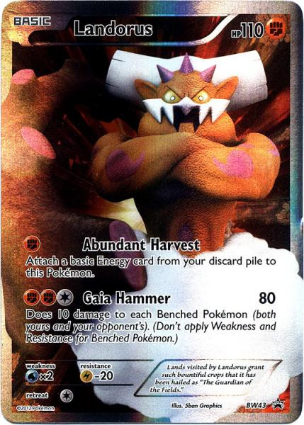 Pokemon Black White Promo Single Card Ultra Rare Holo Full Art Landorus BW43 - ToyWiz