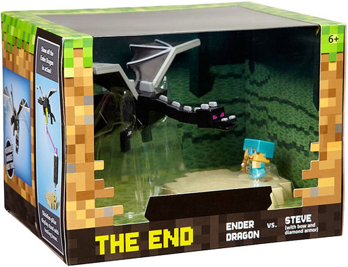 Minecraft The End Mini Figure Playset Ender Dragon vs. Steve with Bow ...