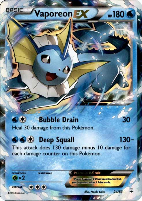 Pokemon X Y Generations Single Card Ultra Rare Holo EX Vaporeon-EX 24 - ToyWiz