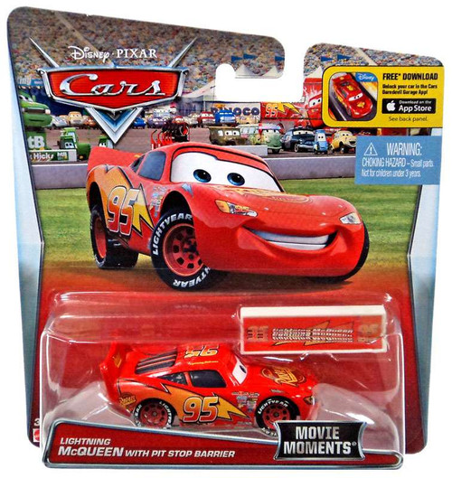 Disney Cars Movie Moments Lightning Mcqueen 155 Diecast Car With Pit Stop Barrier Mattel Toys 