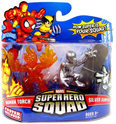 Marvel Super Hero Squad Series 13 Human Torch Silver Surfer 3 Action ...