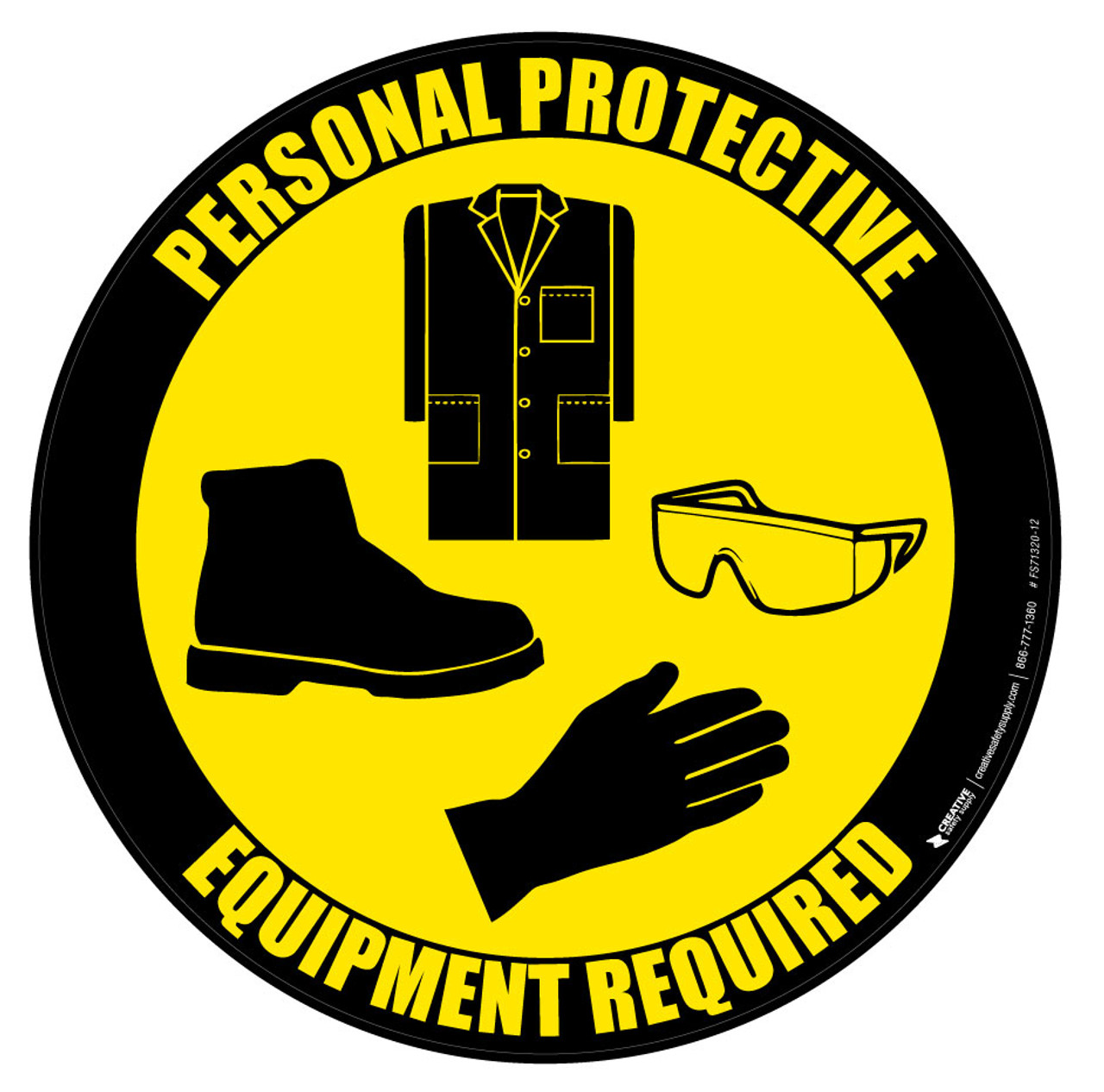 Ppe Lab Coat Goggles Gloves And Shoes Floor Sign Floor