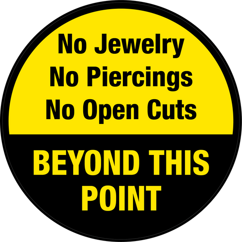 No Jewelry No Piercings Beyond This Point Floor Sign Fl