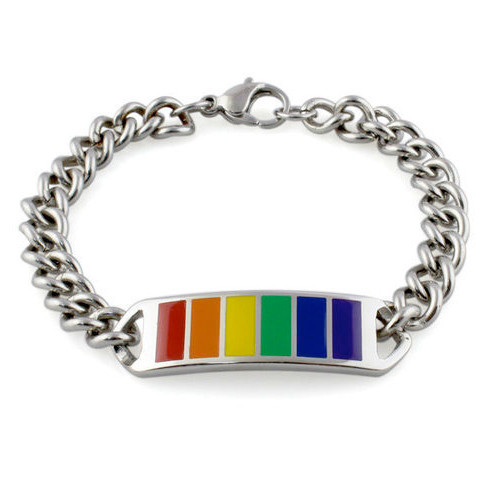 Classic Id Style Rainbow Chain Bracelet Lesbian Amp Gay Pride