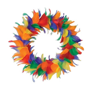 12" Inch Rainbow Gay Pride Holiday Feather Wreath - Lgbt Gay & Lesbian Pride