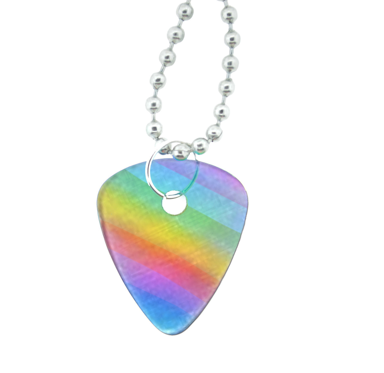 Gay Rainbow Guitar Pick Pendant - Musicians Lgbt Gay And Lesbian Pride Necklace