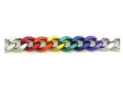 Thin Rainbow Steel 8" Linkage Bracelet - LGBT Gay and Lesbian Pride Jewelry
