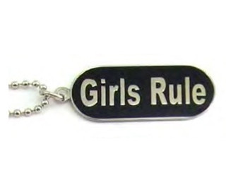 Lesbian "girls Rule" Comical Lesbian Pride Black Dog Tag Necklace - Lgbt Lesbian Pride Jewelry