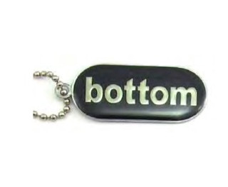 "Bottom" Comical Gay Pride Black Dog Tag Necklace - LGBT Men's Gay Pride Jewelry