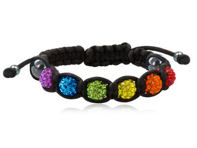 FREE with $75 or more! Coupon Code: BRACE33 - Get (1) Shamballa Rainbow Adjustable Black Wristlet - Gay and Lesbian LGBT Pride Bracelet