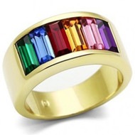 Rainbow Spinner Ring - Gay & Lesbian Pride Stainless Steel Ring w/ CZ ...