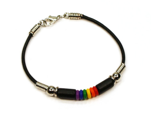 Sweet Style Gay Pride RainbowBlack Bead Wristlet Bracelet - Gay & Lesbian LGBT Pride