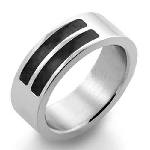 Lgbt Equality Dash Ring - Gay & Lesbian Pride Stainless Steel Ring Carbon Fiber Equality Symbol
