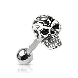 Laughing Death Skull Tongue Ring - Top Quality - 316l Stainless Steel Barbell